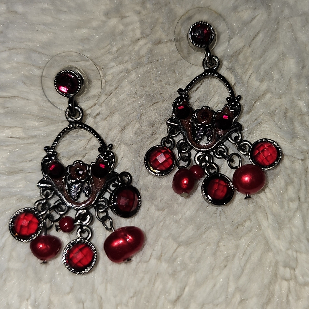 VINTAGE red chandelier earrings